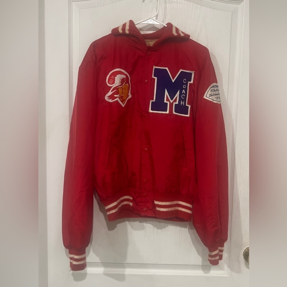 Vintage Red Varsity Jacket with Patches